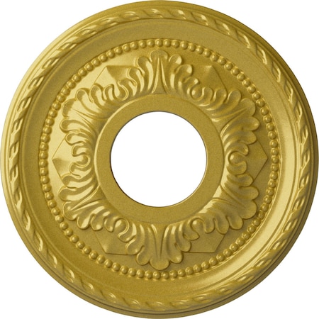 Ekena Millwork Palmetto Ceiling Medallion (Fits Canopies up to 4 7/8"), 12 1/8"OD x 3 1/2"ID x 1"P, Rich Gold CM12PMRGS